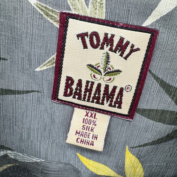 Tommy Bahama Shirt Mens XXL Silk Gray Floral Button Up Tropical Coastal - Picture 2 of 7